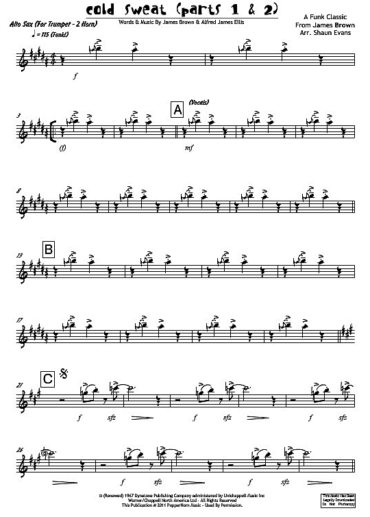 cold sweat parts 1 & 2 flexible ensemble einzelstimmen james brown