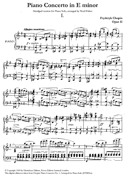 concerto no.1 in e minor, op. 11 movement i abridged klavier solo frederic chopin