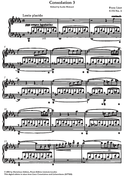 consolation no.3 in d flat major klavier solo franz liszt