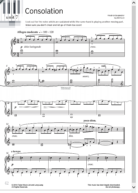consolation op.100 no.13 klavier solo johann friedrich burgmueller