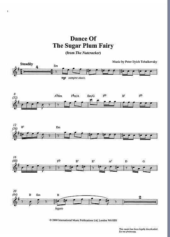 dance of the sugar plum fairy solo 1 st. pyotr ilyich tchaikovsky