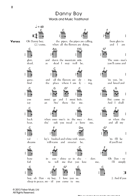 danny boy londonderry air ukulele chord songbook traditional