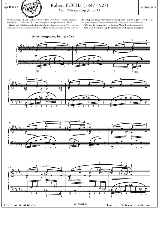 dear little sister, op.32 no.14 klavier solo robert fuchs