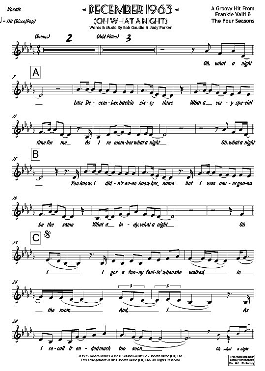 december 1963 oh what a night band: 4 blser mit alt sax franki valli & the four seasons