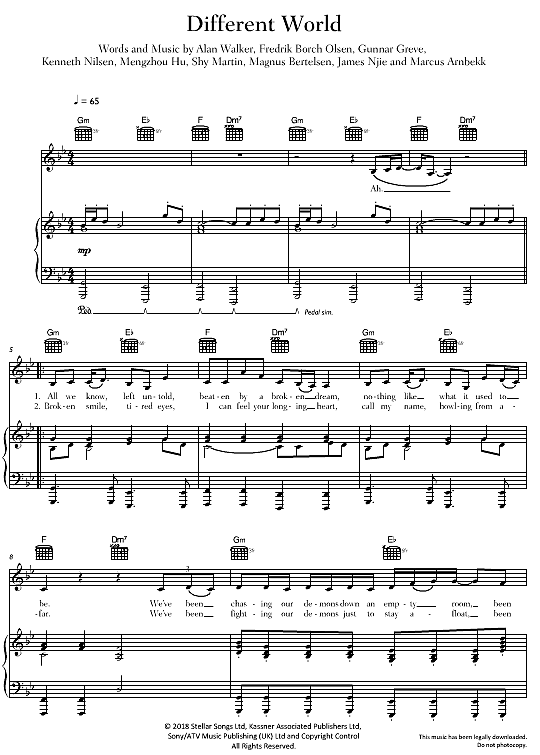 different world klavier gesang & gitarre alan walker