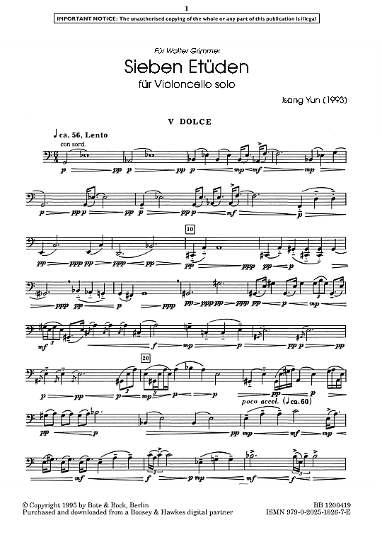 dolce 7 etudes, no. 5 solo 1 st. isang yun