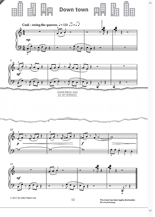 down town from improve your sight reading! a piece a week piano grade 3  klavier solo paul harris