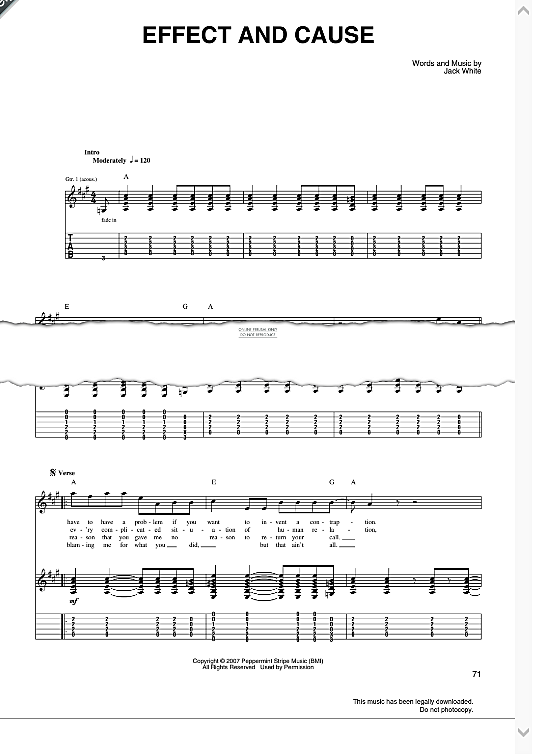 effect and cause gitarre tab the white stripes