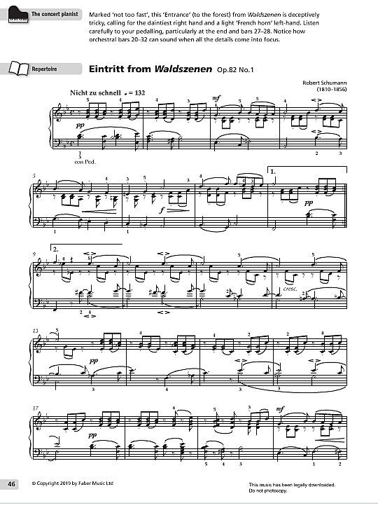 eintritt from waldszenen op.82, no.1 klavier solo robert schumann