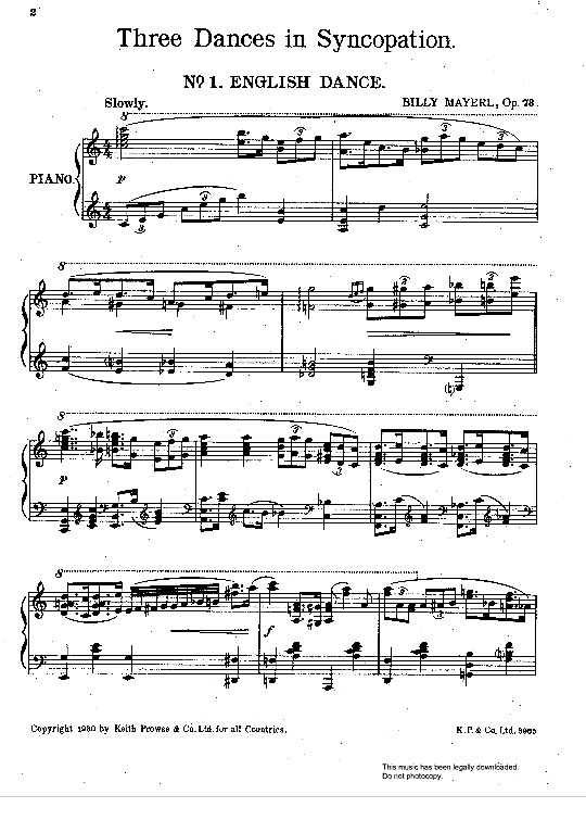 english dance from three dances in syncopation op.73  klavier solo billy mayerl