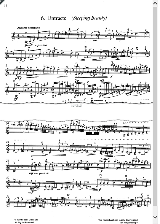 entracte from sleeping beauty  klavier & melodieinstr. pyotr ilyich tchaikovsky