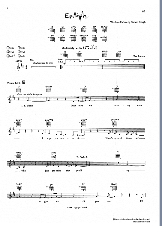 epitaph gitarre tab badly drawn boy