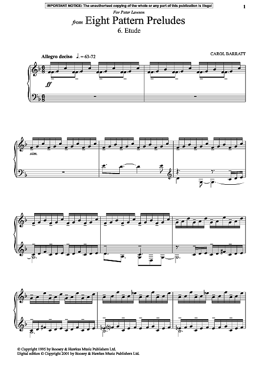 etude from eight pattern preludes klavier solo carol barratt