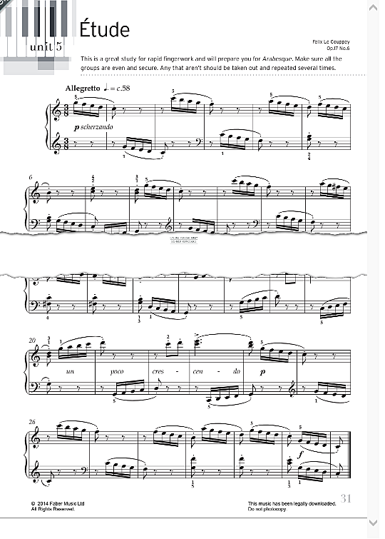 etude op.17 no.6 klavier solo felix le couppey