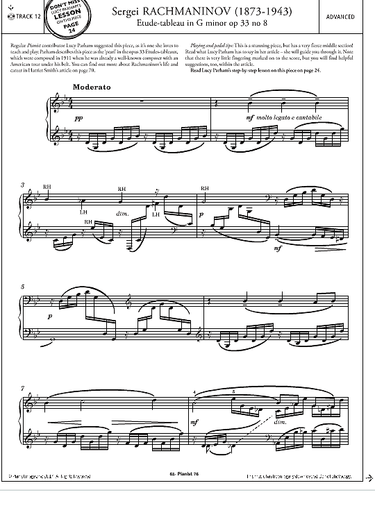 etude tableau in g minor, op.33, no.8 klavier solo sergei rachmaninoff