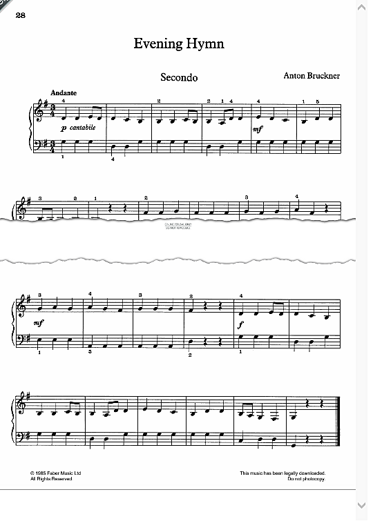 evening hymn klavier vierhndig anton bruckner
