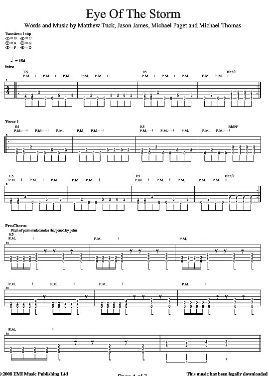 eye of the storm gitarre tab bullet for my valentine