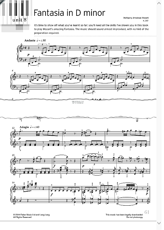 fantasia in d minor k.397 klavier solo wolfgang amadeus mozart