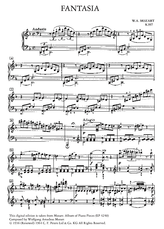 fantasia in d minor k397/385g klavier solo wolfgang amadeus mozart