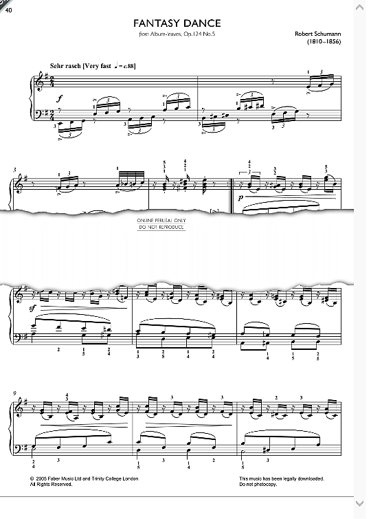 fantasy dance from album leaves, op.124 no.5 klavier solo robert schumann
