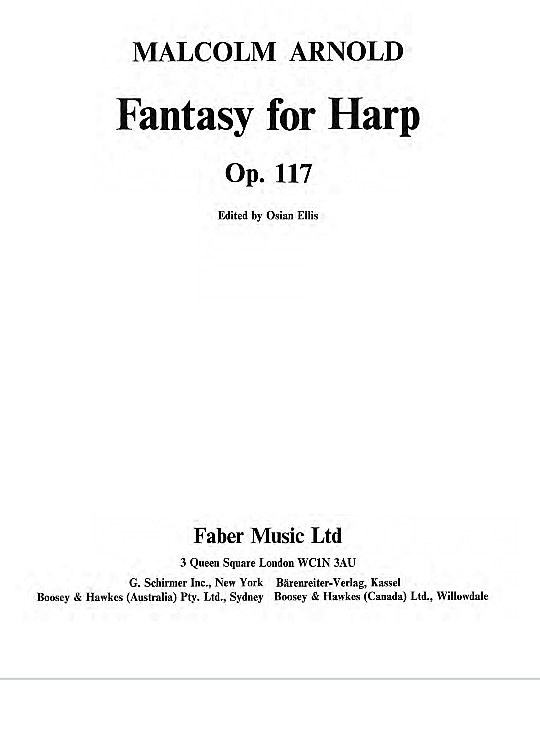 fantasy for harp op.117 solo 1 st. malcolm arnold