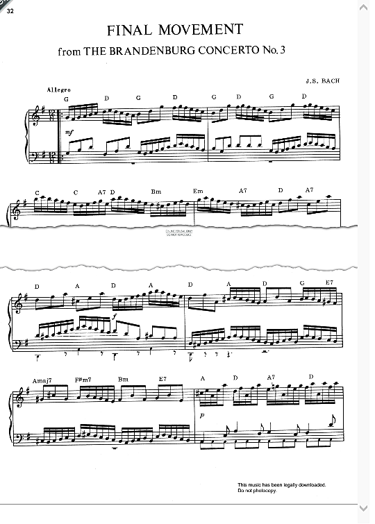 final movement from the brandenburg concerto no.3 klavier solo johann sebastian bach