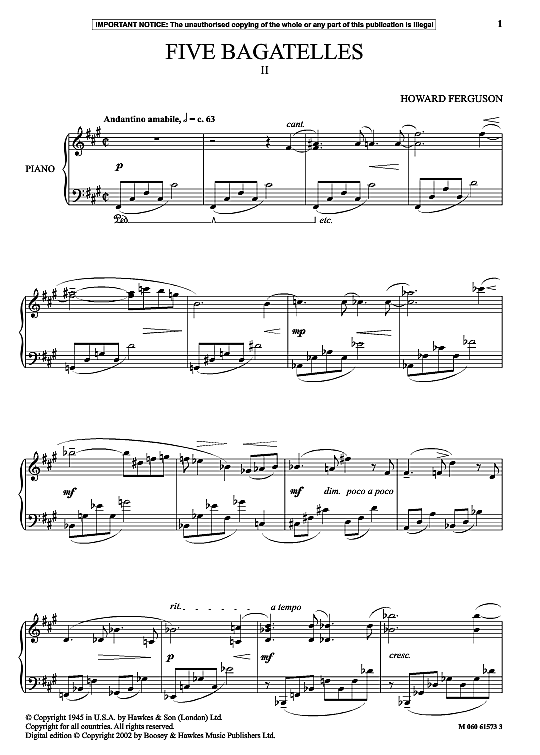 five bagatelles ii klavier solo howard ferguson
