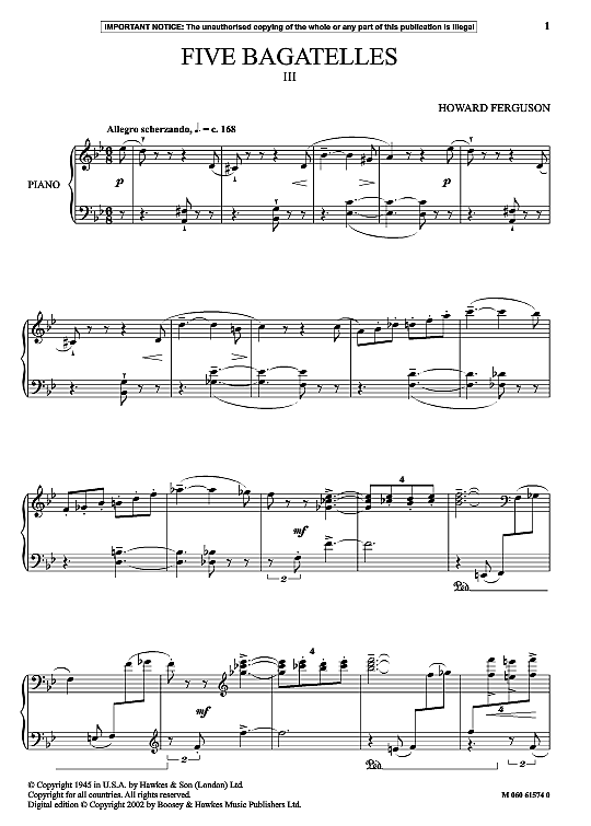 five bagatelles iii klavier solo howard ferguson