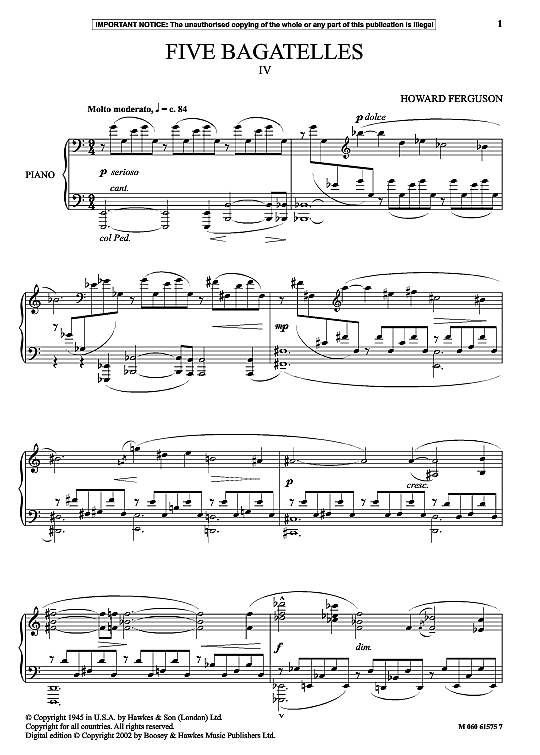 five bagatelles iv klavier solo howard ferguson