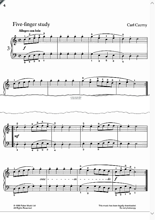 five finger study klavier solo carl czerny