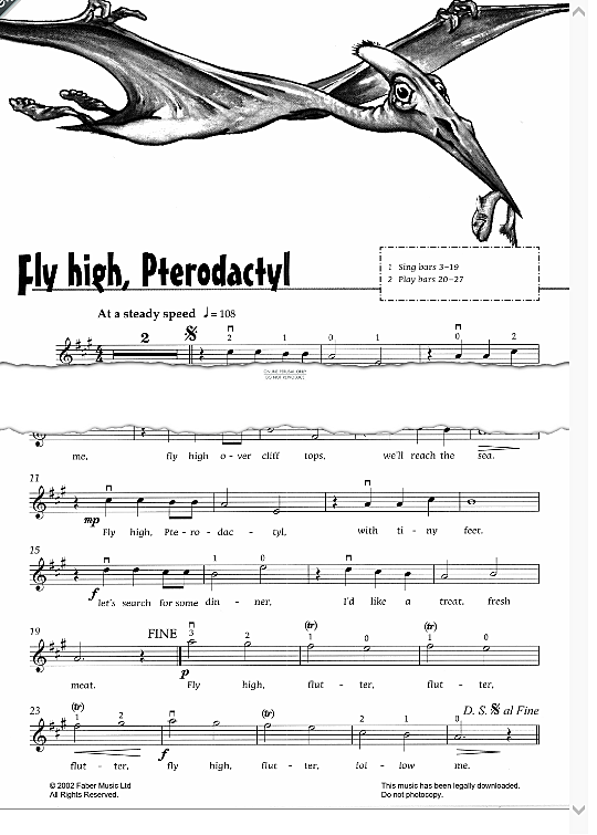 fly high pterodactyl from jurassic blue  klavier & melodieinstr. pam wedgwood