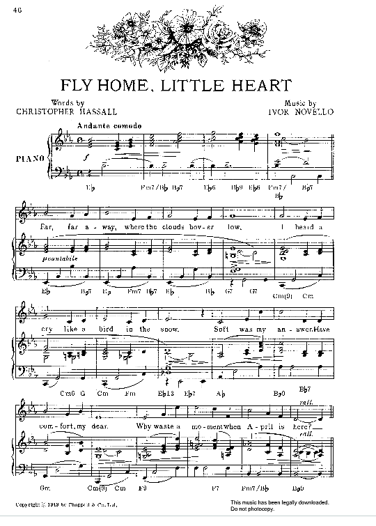 fly home, little heart from king s rhapsody  klavier gesang & gitarre ivor novello