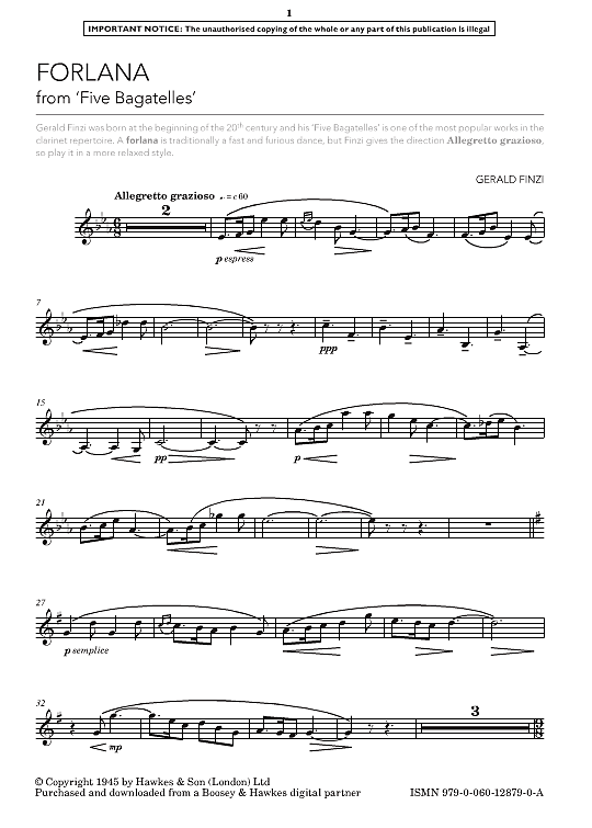 forlana from five bagatelles  klavier & melodieinstr. gerald finzi