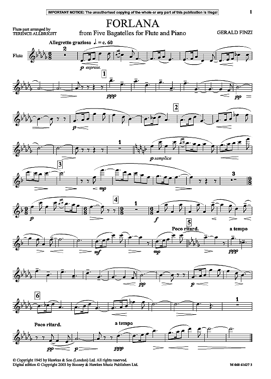 forlana from five bagatelles  klavier & melodieinstr. gerald finzi
