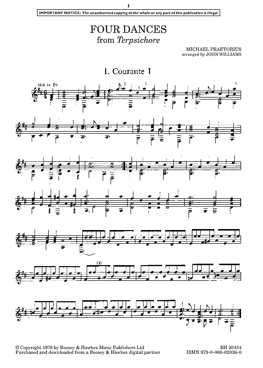 four dances from terpsichore  solo 1 st. michael praetorius