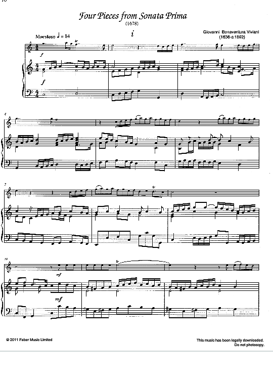 four pieces from sonata prima klavier & melodieinstr. giovanni bonaventura viviani