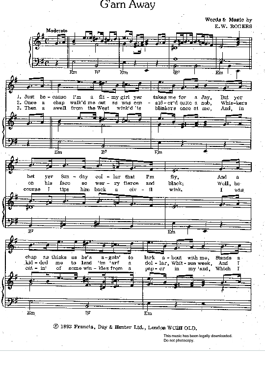 g arn away klavier gesang & gitarre e.w. rogers