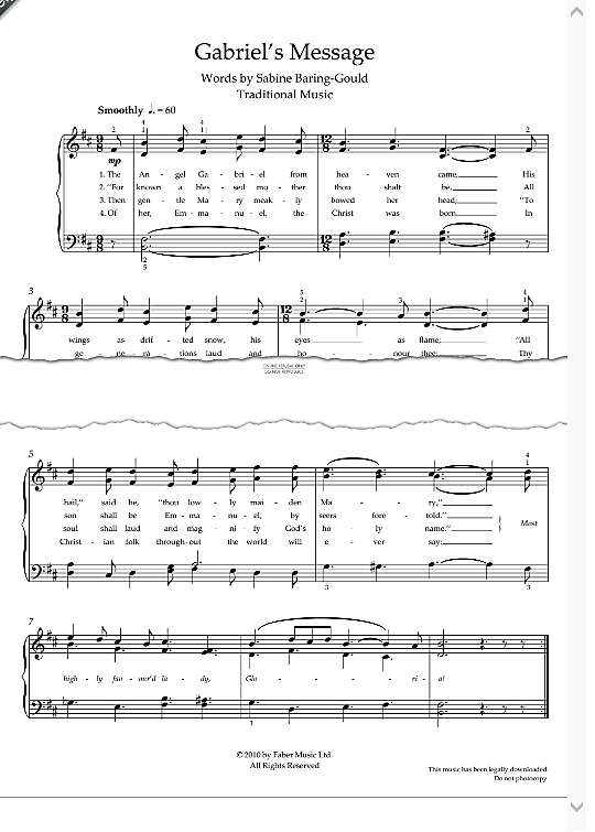 gabriel s message klavier & gesang traditional