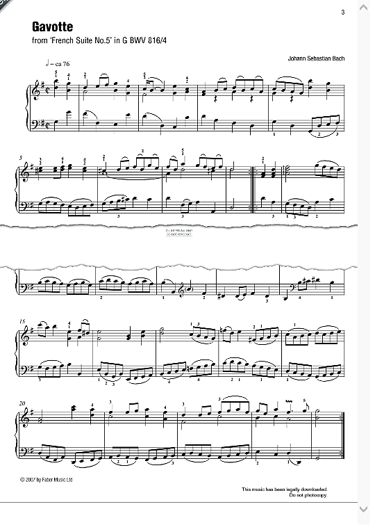 gavotte from french suite no. 5 in g bwv 816/4 best of grade 5 piano klavier solo johann sebastian bach