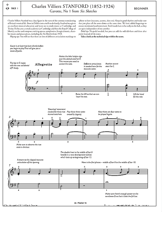 gavotte, no.1 from six sketches  klavier solo charles villiers stanford