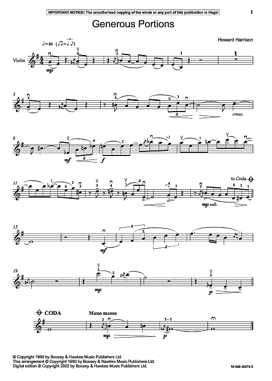 generous portions melodieinstr. & begleitung howard harrison