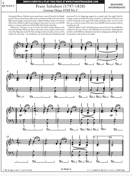 german dance d783, no.2 klavier solo franz schubert