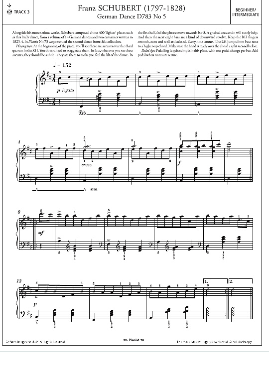 german dance d783, no.5 klavier solo franz schubert