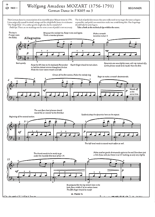 german dance in f k605, no.3 klavier solo wolfgang amadeus mozart