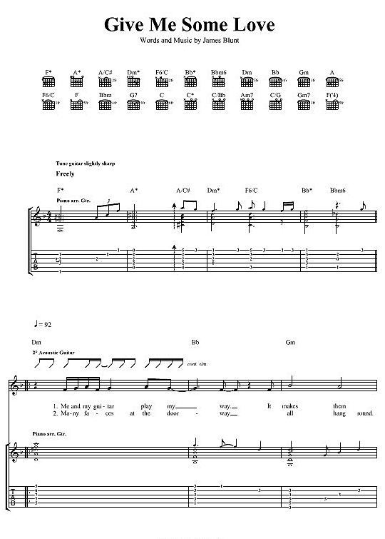 give me some love gitarre tab james blunt
