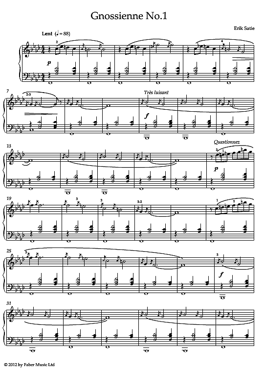 gnossienne no.1 klavier solo erik satie