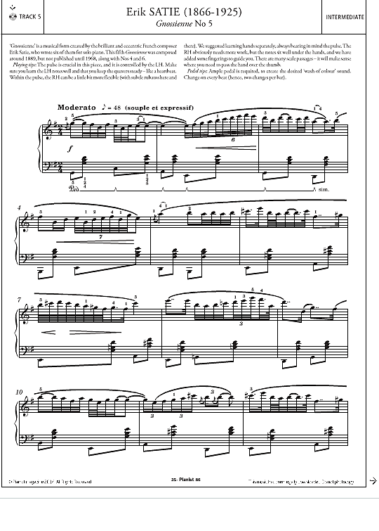 gnossienne no.5 klavier solo erik satie