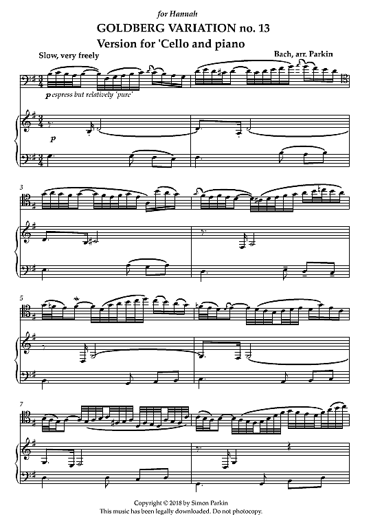 goldberg variation no.13 duett 2 st. johann sebastian bach