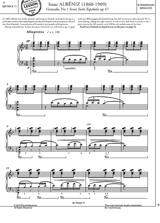 granada, no.1 from suite espanola op.47 klavier solo isaac albeniz