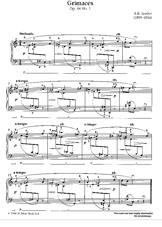 grimaces op. 64, no. 1 klavier solo anatoly lyadov